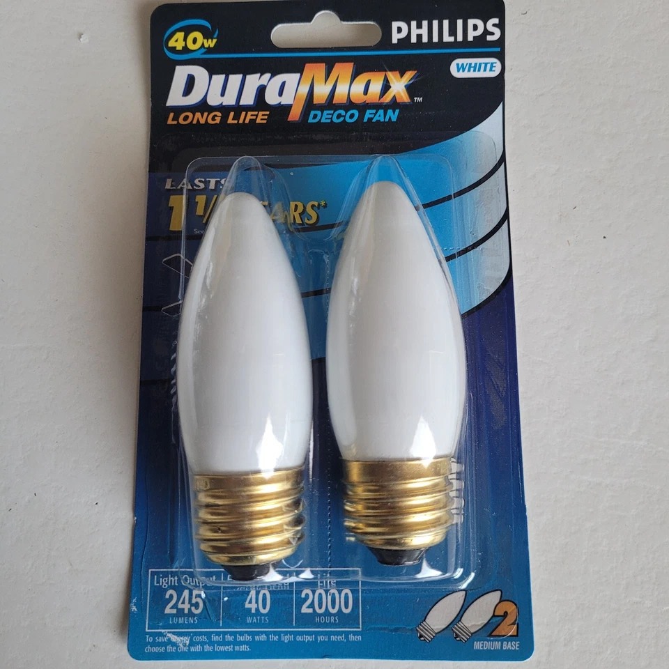 4- Philips Duramax Light Bulb White Long Life 40W Medium Base Ceiling Deco Fan - Image 3 of 4