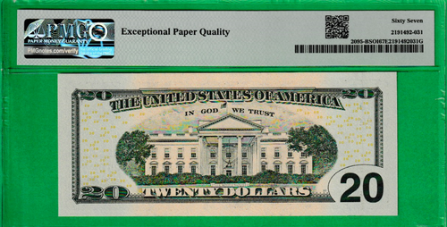 2009 $20 Federal Reserve Note Serial Number JB 34538539 B Fr. 2095-BSO PIMG 67 - Picture 3 of 3