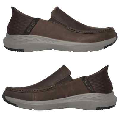 SKETCHERS Herren Slipper GogaMat Fußgewölbestütze Mokassinnaht Stil Leder Schuh-UK 7-15