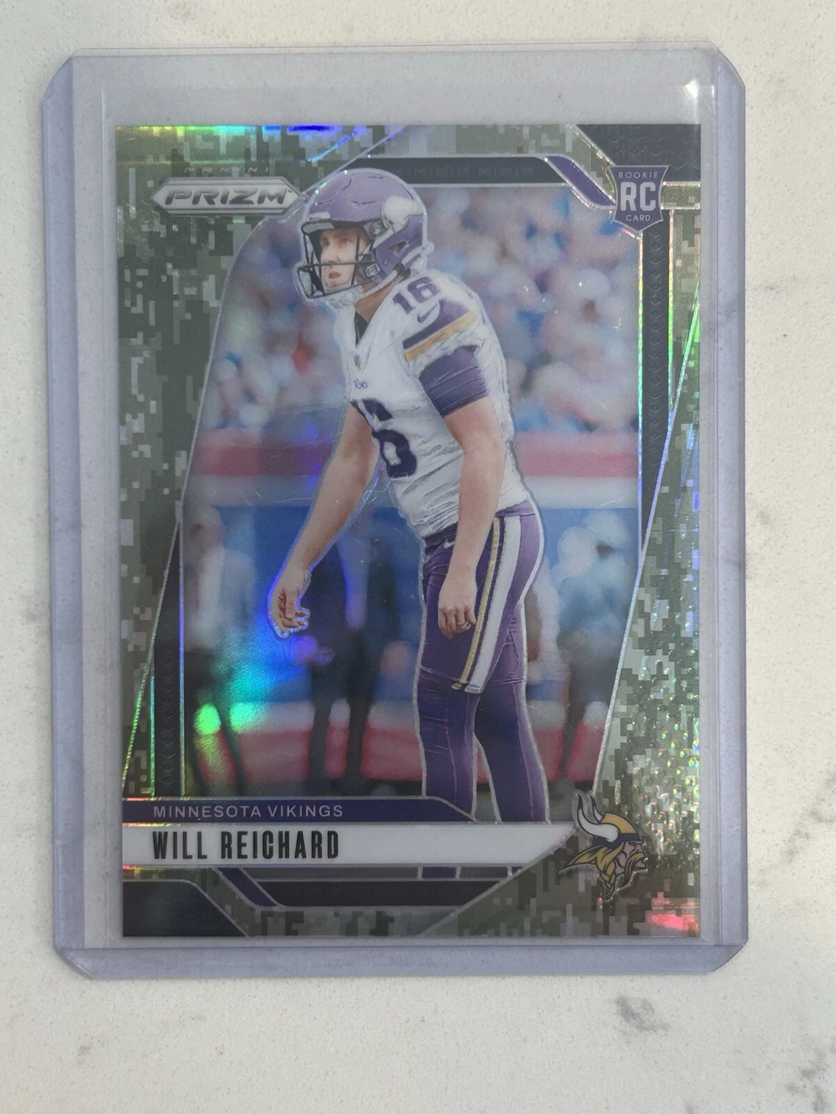 Will Reichard 2024 Panini Prizm Forest Camo 8/15 RC Vikings #396
