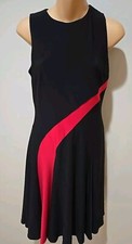 Lauren Ralph Lauren Sheath Dress Black & Red Stretch Sleeveles Size 4
