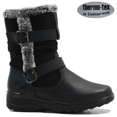 Stivali Da Neve Donna Invernali Thermo Tex Caldi Pelliccia Sci Termale - Foto 7