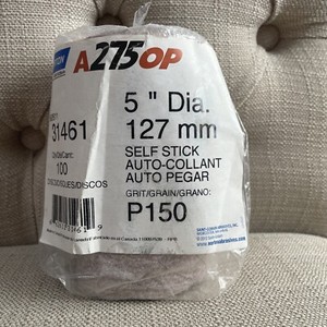 Norton #66261131461 5" A2750P No-Fil AO Paper PSA Discs Roll P150 Grit 100 pack