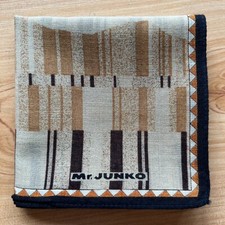 HANDKERCHIEF JAPAN VINTAGE MEN'S GEOMETRIC PLAIN POCKET SQUARE COTTON 17" B0169