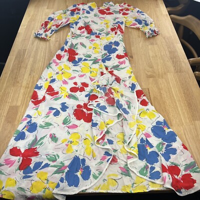 RIXO x TARGET Floral Mock Neck Cascade Ruffle Dress SIZE 0 FLORAL WHITE YELLOW