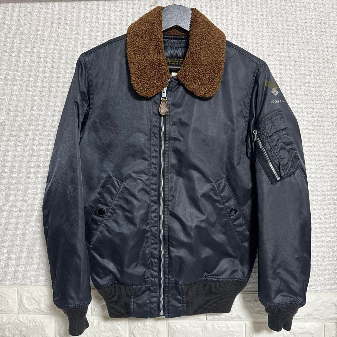 RRL RALPH LAUREN SHEARLING COLLAR DOWN JACKET MEN COLOR BLACK 