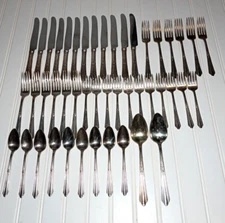 Antique Vintage NSC National Silver Co. Silver Plated Flatware 46 Piece Set