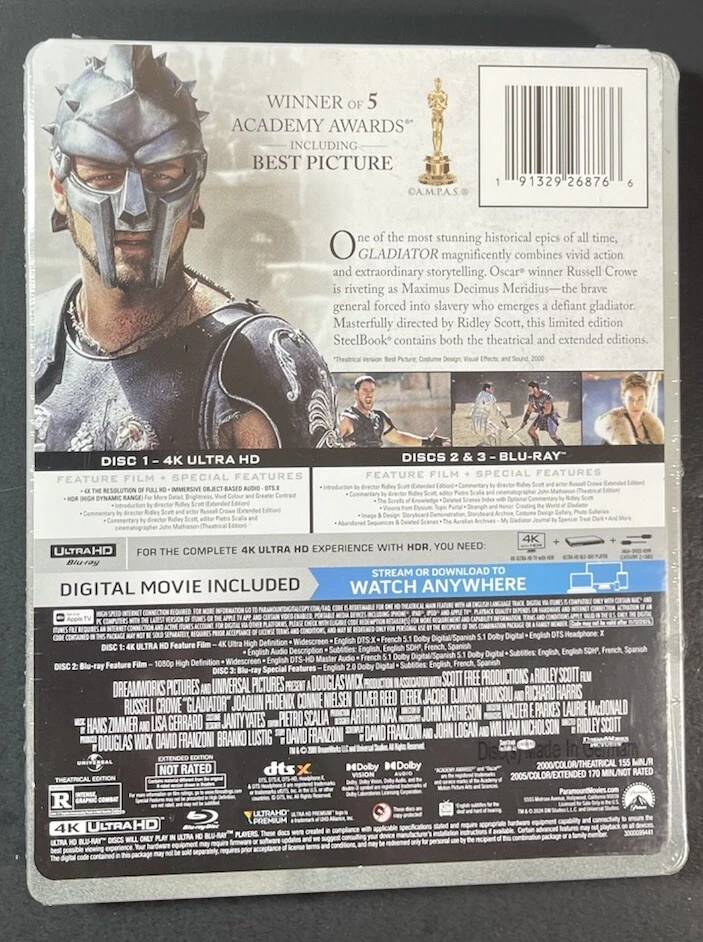 Gladiator [ Limited Edition STEELBOOK ] (4K Ultra HD + Blu-ray) NEW - Image 2 of 4
