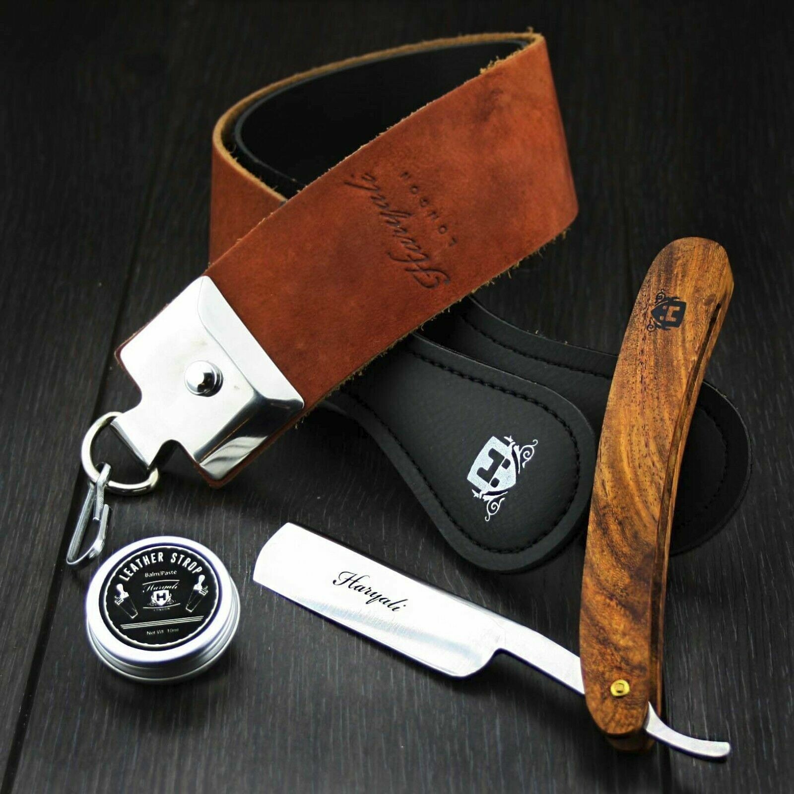 Leather Strop Strap and Paste for Straight Razor Sharpening Cut Throat ...