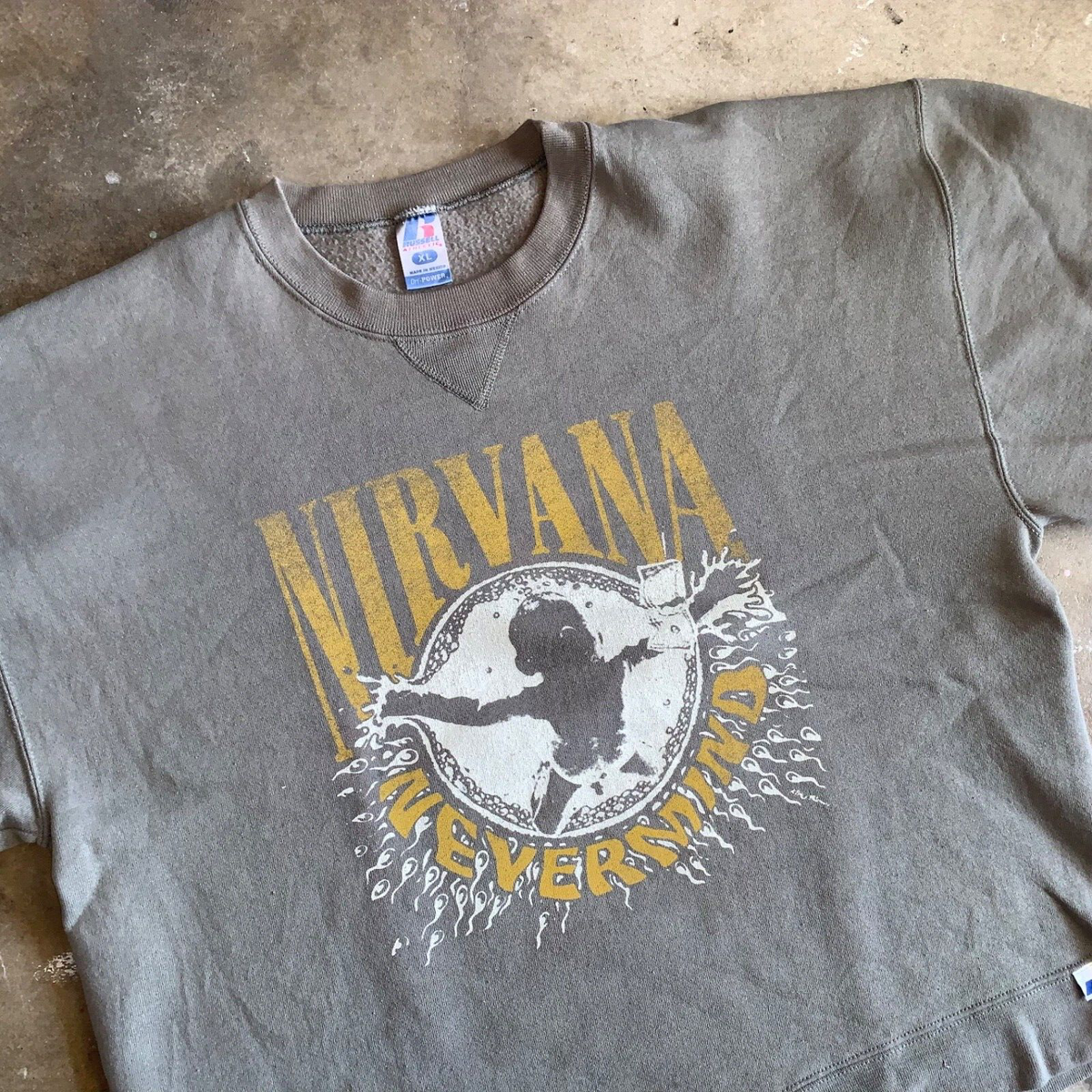 2000s Y2K VINTAGE SWEATSHIRT W/ NIRVANA BAND NEVERMIND ALBUM PRINT