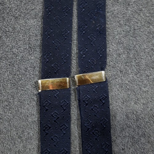 Cole Haan Button Suspenders Mens Navy Blue Leather Solid Brass Hardware - Picture 5 of 7