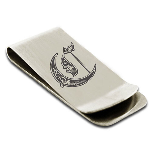 Custom Money Clips, Stainless Steel Royal Initial Words C, Money Clip for Men...-image