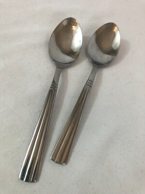 Venetian By Adcraft Silver Stainless Steel Oval Flatware Soup Spoons 2-Piece