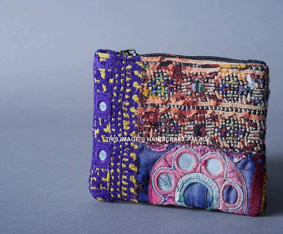 Bolso de Mano Indio Afghani Zari Bordado Cartera Mujeres Tarjetero Cartera Bohemio Foto 4 de 4