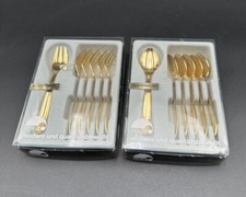 Vergoldete Mokkalöffel Löffel Kuchengabeln 24 Karat MICHELIN Set #KA166