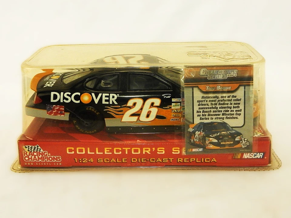 #26 NASCAR 1:24 Die Cast, Todd Bodine, Ford Taurus 2003, Discover Card, D-34 Foto 2 de 4