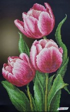 Bead Embroidery Kit Tulips Flower DIY Craft Kit Beaded Needlepoint zpk-065