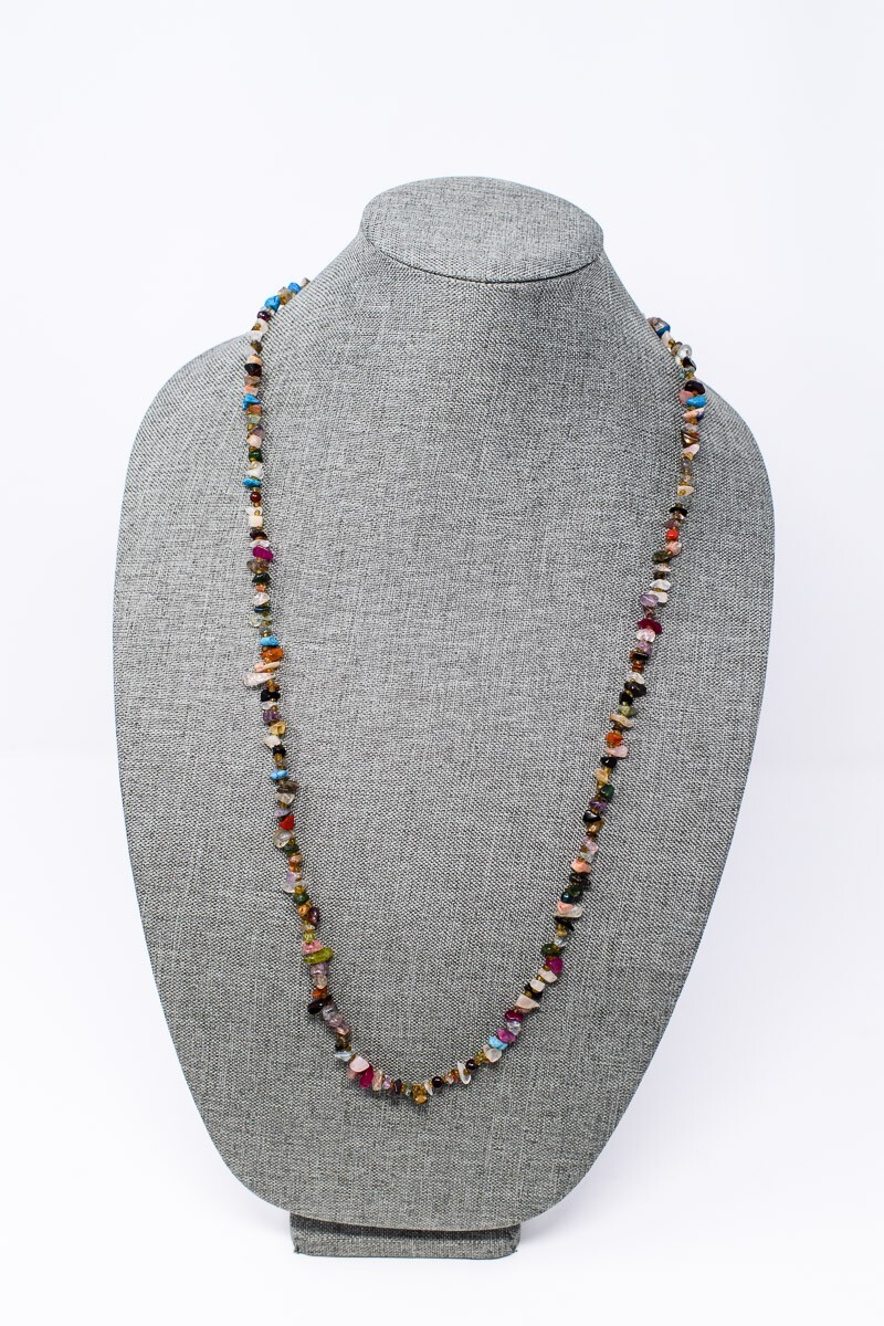 Multi colored natural assorted stone chips Neckla… - image 2