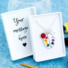 Paint Palette Necklace, Personalised Gift For Artist, Art Jewellery, Paintbrush
