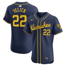 Milwaukee Brewers Christian Yelich #22 Nike Navy Alternate 2024 MLB Elite Jersey