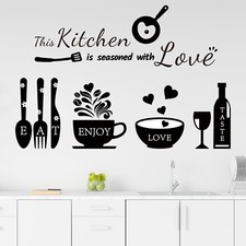 Kitchen Quote Wall Stickers Kitchen Seasoned with Love Wall Decals Wall Art K...