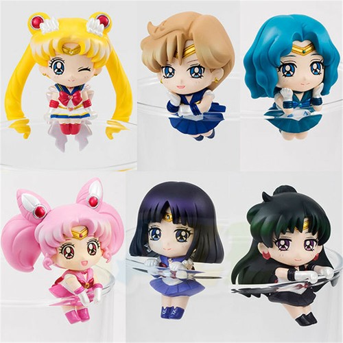 6pcs/set Anime Sailor Moon Tsukino Usagi Sailor Saturn Figure Model Doll No Box - Afbeelding 1 van 8