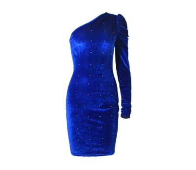 one sleeve mini dresses Lavender One Shoulder Sequins Sheath Mini Homecoming Dresses with Sleeve, Lavender / 4