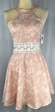 B. Darlin Dress Flare 3/4 Racerback Sundress Cotton Cocktail White Pink New
