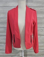 Maurices blazer womens size medium red open front dressy long sleeve jacket