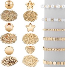 Hicarer 1200 Pieces Gold Spacer Beads for Bracelets Jewelry Small,