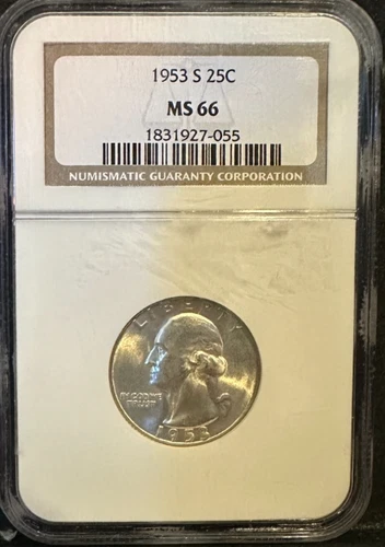 1953-S 25C Silver Washington Quarter - NGC MS66