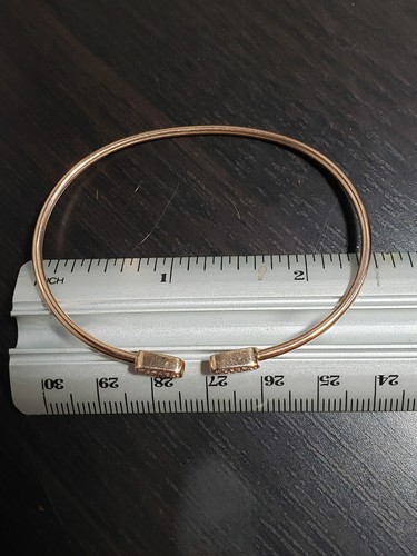 10 Karat Rose Gold Cuff Bracelet With Diamonds - Picture 7 of 14