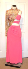 Sherri Hill Long Maxi Dress Womens 0 Pink Embellished Formal Prom Single Arm