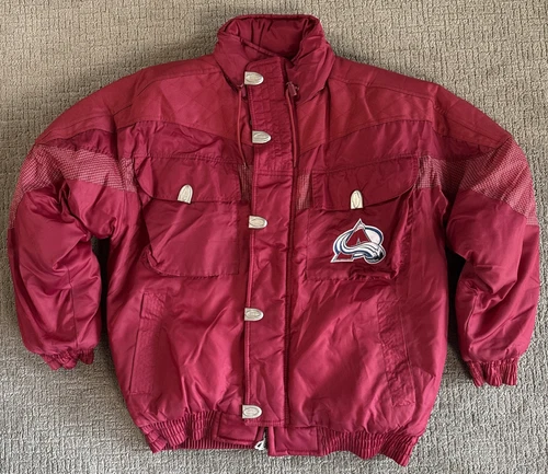 Logo Athletic Colorado Avalanche Jacket Mens Sz L Burgundy Puffer New Vtg
