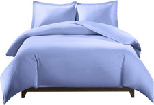 Silky Soft Bamboo Viscose 3PC Duvet Cover Set, Periwinkle, Breathable Comfort