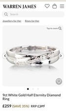 9ct White Gold Half Eternity Diamond Ring Size L. Brand new