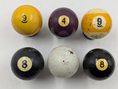 Billiard Pool Balls 2-1/4  Cue Ball, 4 ball, two 9, and two 8 Balls Crafts