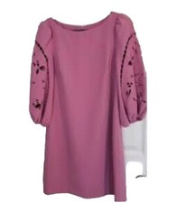 Vince Camuto Shift Dress NWT Eyelet Bell Sleeve SZ 4 Dusty Rose Cotton Mini $148
