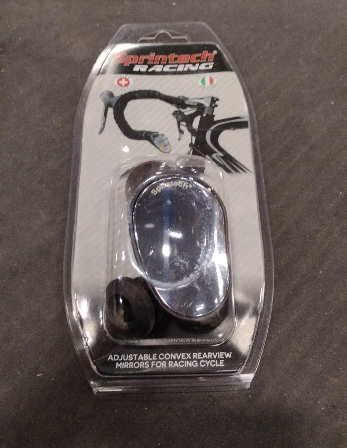 Sprintech Racing Adjustable Convex Bar End Mirror Black for Drop Bars
