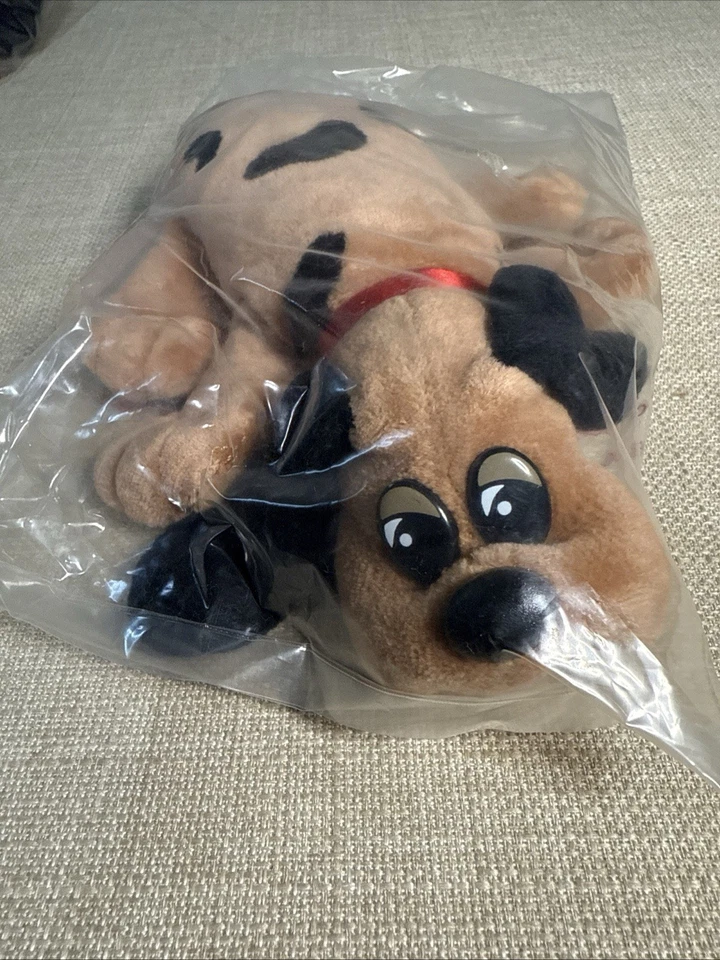 Mini juego de 4 cachorros Tonka Pound 1986 vintage negro tostado blanco gris felpa sellada Foto 2 de 4