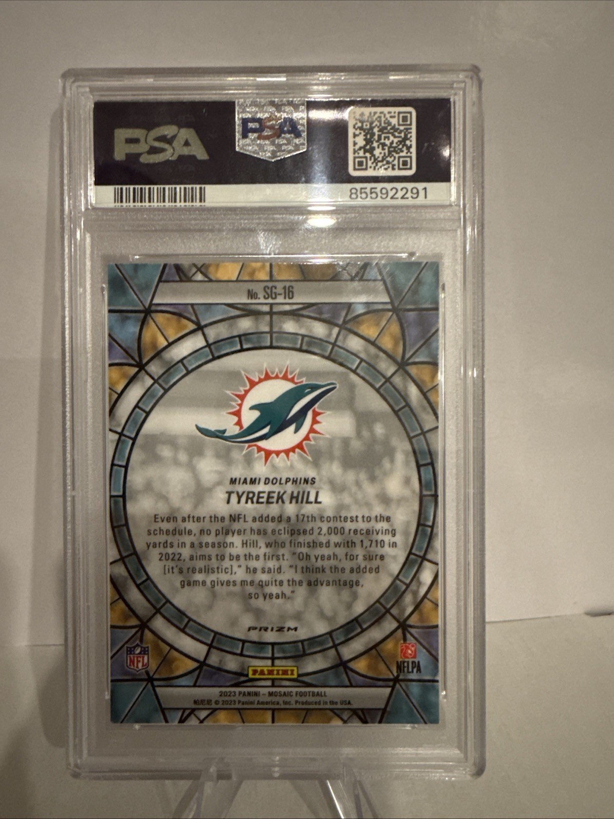 2023 Panini Mosaic - Stained Glass Tyreek Hill #SG-16 PSA 10 view 2