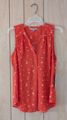 Daniel Rainn Orange Blouse Daisy Print Cottagecore Summer Staple Size S - NWT