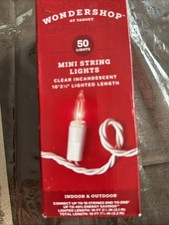 Holiday Time 50 Clear Incandescent Mini string Lights Green Wire 10 ft light