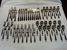 56 Pc Lot Cambridge APEX - GLOSSY MIRROR Stainless Steel Flatware Modern Plain