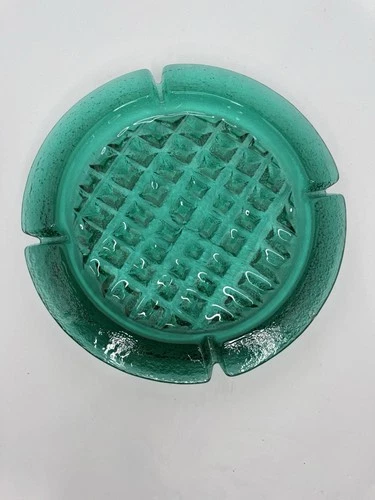 VHTF Vintage MCM Blenko Glass 697L Diamond Point Ashtray In Surf Green 1 Yr Only
