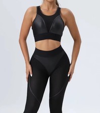 Size L, 2 Piece Activewear  Sports Bra-High-W...