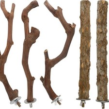 Parrot Perch Natural Wood Bird Cage Stand Accessories 5-Pack with Random Shapes