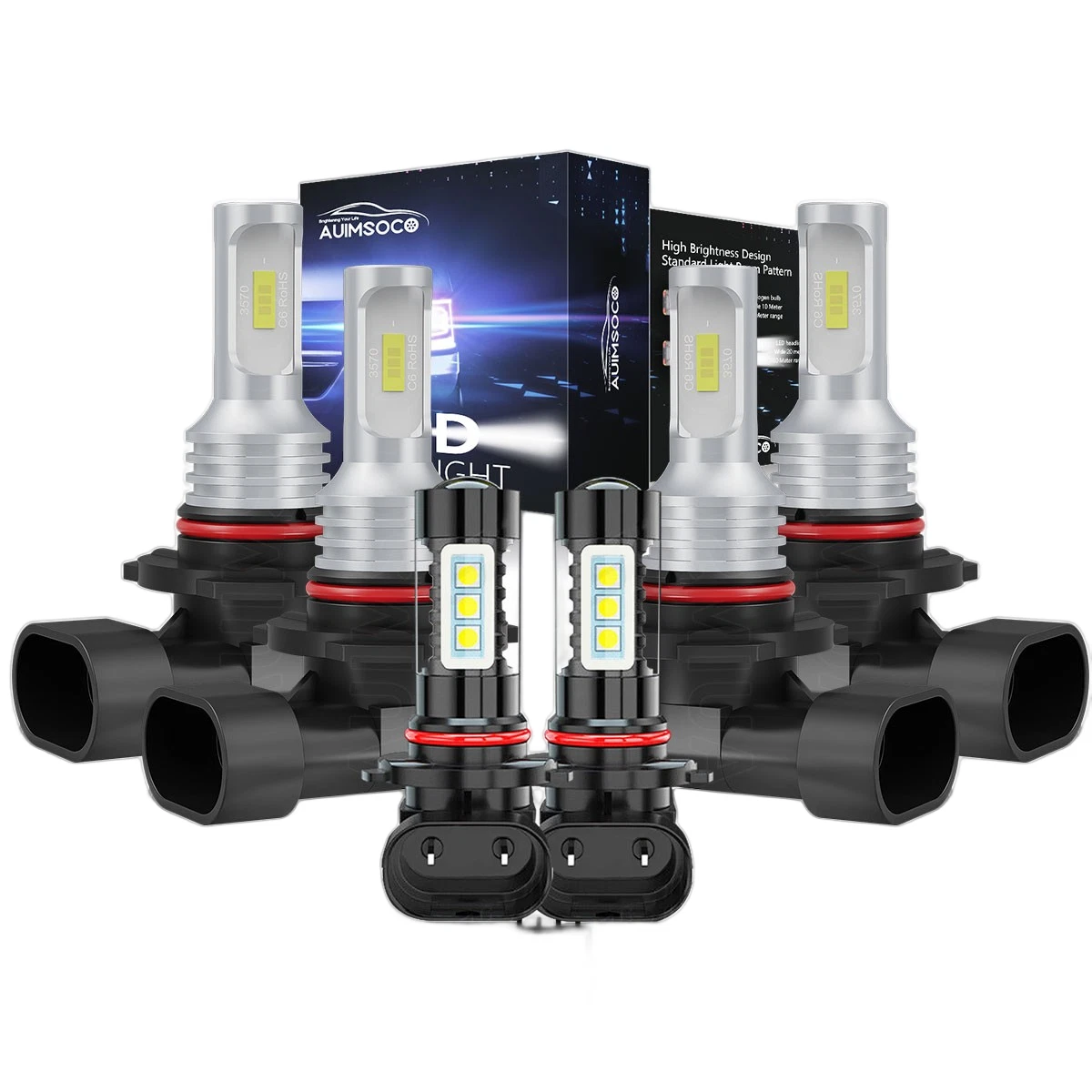 For GMC Sierra 1500 HD 2003 2005-2006 Combo 6x LED Headlight Kit Bulbs 36000LM