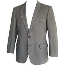 VTG Austin Manor Wool Blazer Men 48 L 48L Gray Suede Elbow Patch Sport Coat 225