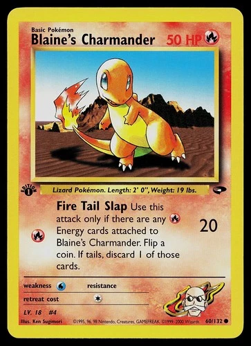Pokemon Card - Blaine's Charmander Gym Challenge 60/132 Common 1st Edition